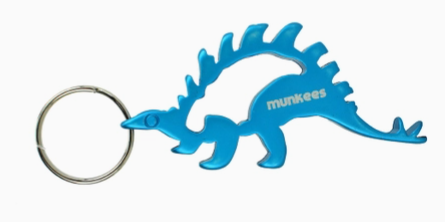 Dinosaur Bottle Opener Keychain- Stegosaurus Blue