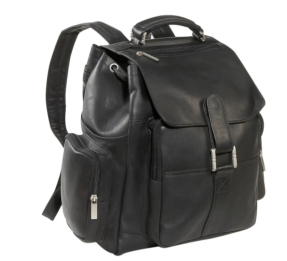 David King & Co. Leather Top Handle Extra Large Backpack Black