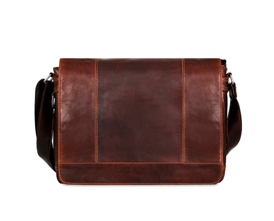 Jack Georges Voyager Full-Size Messenger Bag w/ Trolley Sleeve- 7315 Brown