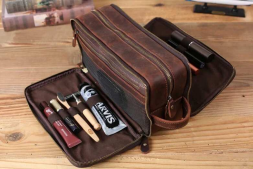 Vaquetta Leather Senior Organizer/Toiletry Kit Brown