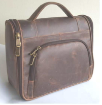 Distressed Leather Hanging Toiletry Kit Distressed