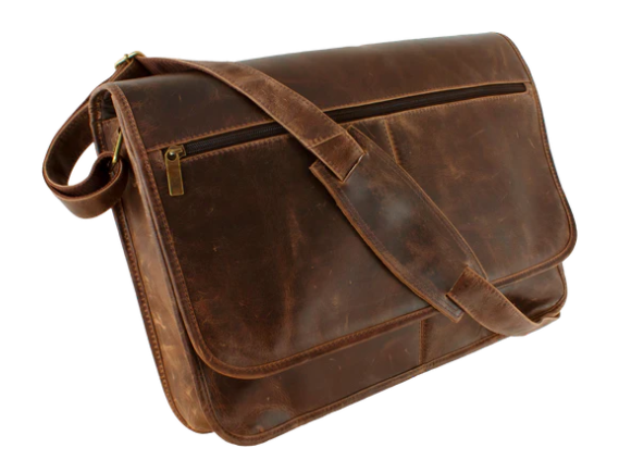 Distressed Leather Messenger Bag Distressed