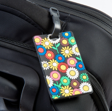 Smooth Trip Luggage Tag - Rubberized Flowers