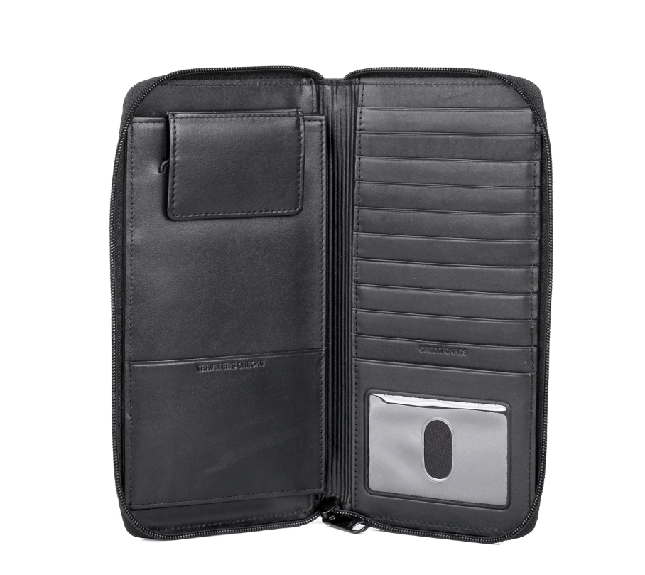 Dopp® Leather Regatta RFID Zipper Passport Wallet Black