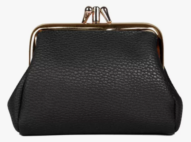 Julia Buxton Vegan RFID Pebble Pik-me-up® Triple Frame Coin Purse Wallet Black