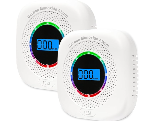 2 Pack Carbon Monoxide Detectors (batteries not included) White