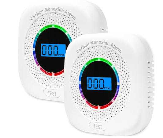 2 Pack Carbon Monoxide Detectors (batteries not included) White
