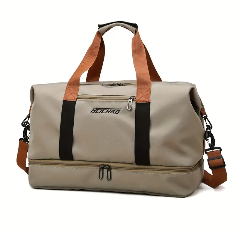 BEICHAO Large Capacity Gym Duffel Bag Khaki