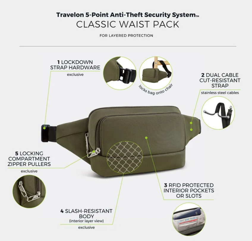 Travelon Anti-Theft Classic Waist Pack w/RFID