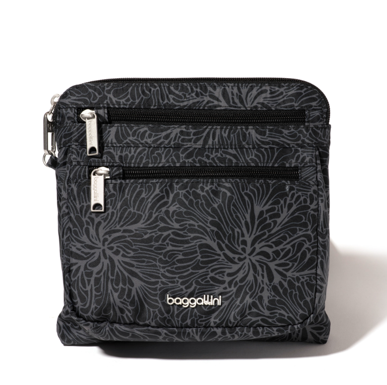 Baggallini Securtex RFID Anti-Theft Crossbody Midnight Blossom Print
