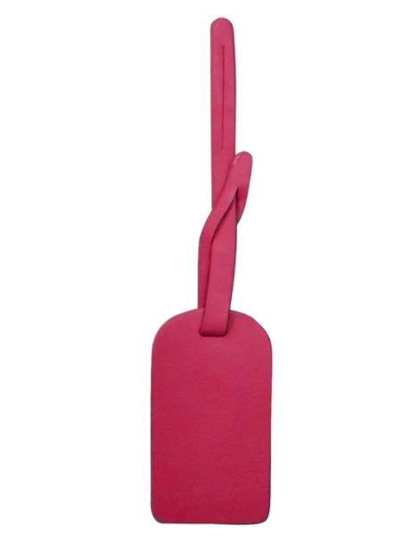 Leather Hangtag Bag Charm with Free Monogram Indian Pink