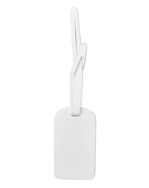 Leather Hangtag Bag Charm with Free Monogram White