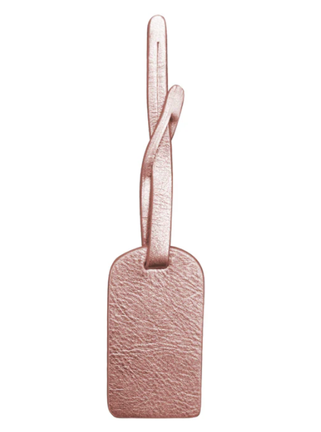 Leather Hangtag Bag Charm with Free Monogram Rose gold