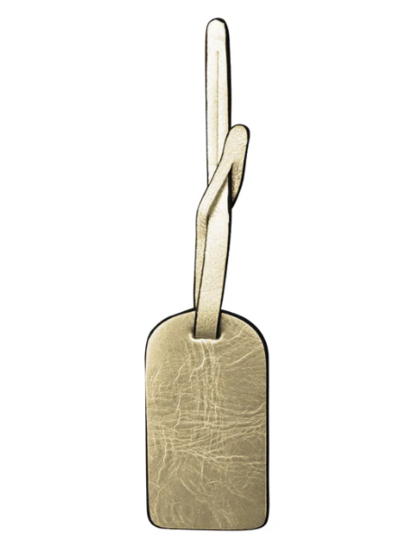 Leather Hangtag Bag Charm with Free Monogram Light Gold