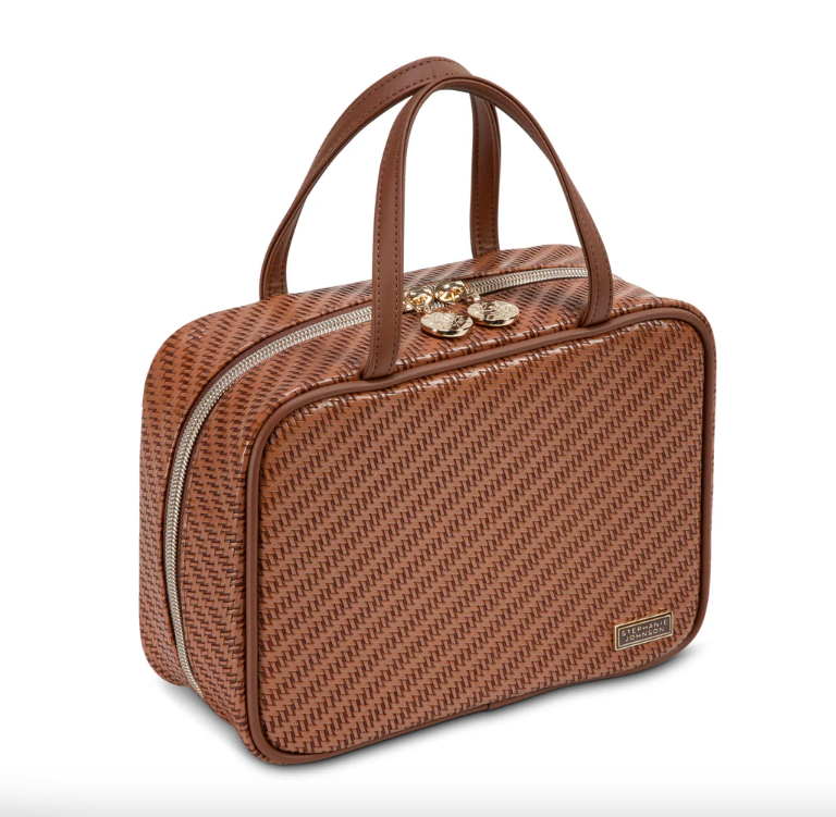 Stephanie Johnson ML Traveler Cosmetic/Toiletry Bag Rosewood Cognac