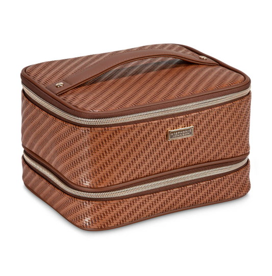 Stephanie Johnson Jenny Train Case/Toiletry Bag Rosewood Cognac