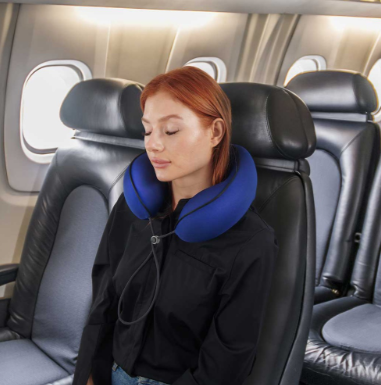 Smooth Trip Memory Contoured Foam Neck Pillow Blue