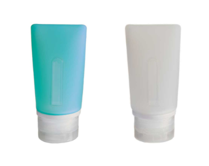 Smooth Trip 2 oz Silicone Travel Bottles - 2 pack Teal White