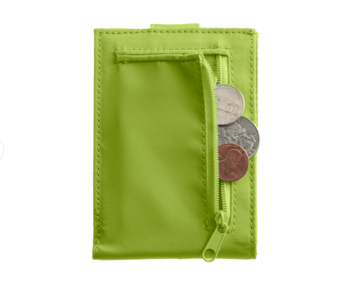 Smooth Trip RFID-Blocking Bifold Wallet with zipper Lime Green