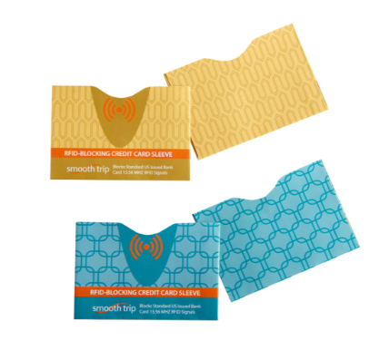 Smooth Trip RFID Blocking Credit Card Sleeves Gold Teal