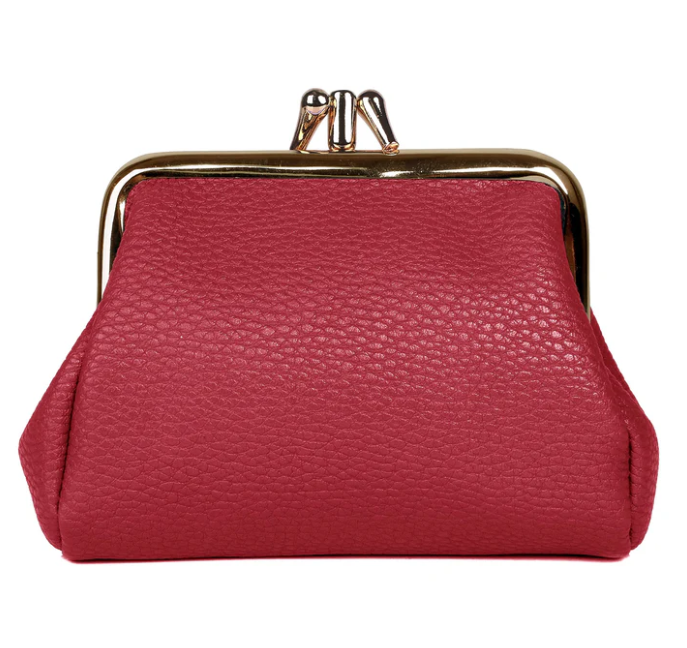 Julia Buxton Vegan RFID Pebble Pik-me-up® Triple Frame Coin Purse Wallet Red