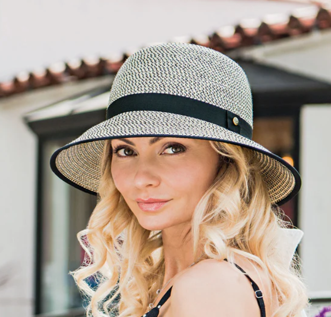 Wallaroo Packable Hat- Darby UPF 50+ Darby - Ivory Black