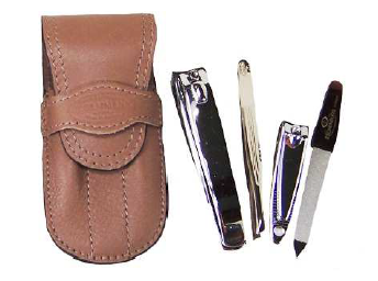 F. Hammann Leather Manicure Set- Solingen implements - Made in Germany