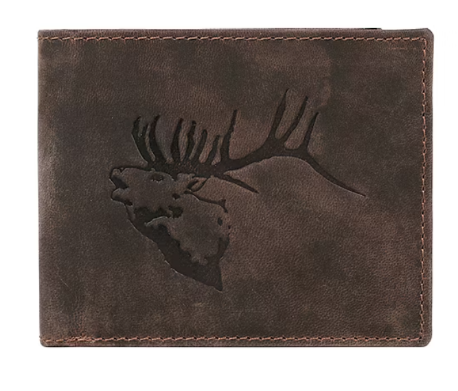 Karla Hanson AMERICA WILD RFID Leather Bifold Wallet Brown Elk