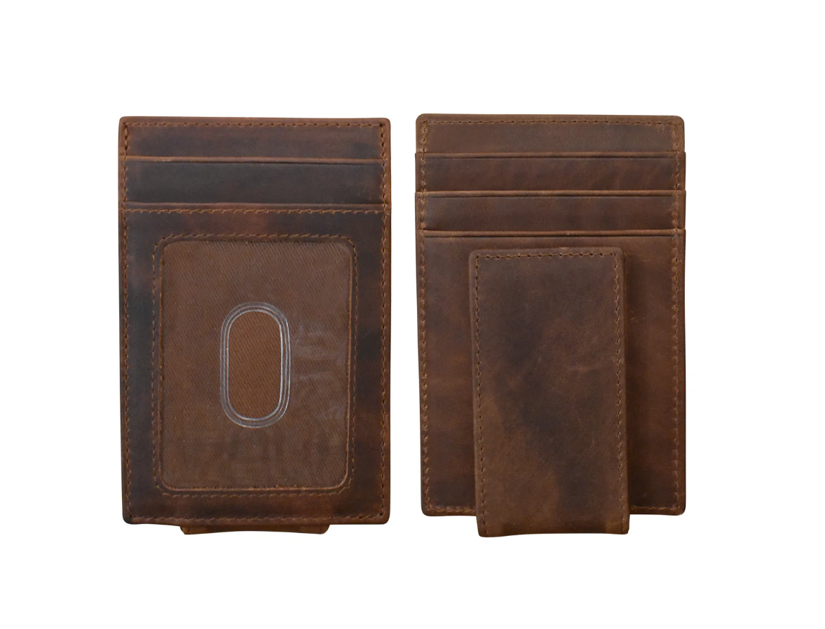 ili New York Leather Magnetic Money Clip w/ RFID Rustic Brown