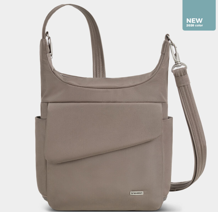 Travelon Anti-Theft RFID Classic Messenger Security Crossbody Hazelnut