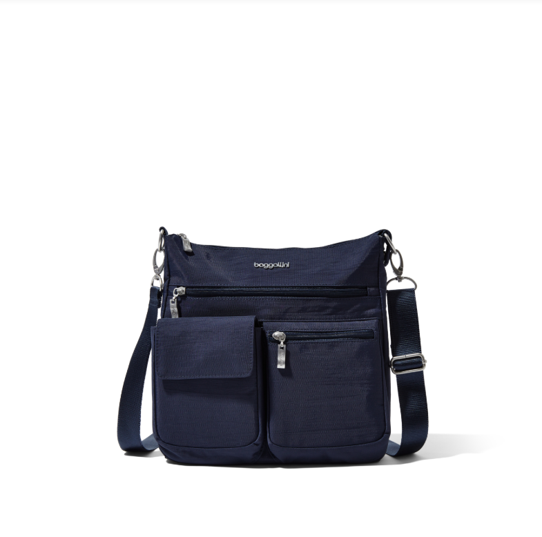 Baggallini Modern Everywhere Slim Crossbody With Removable RFID Wristlet Wallet Navy