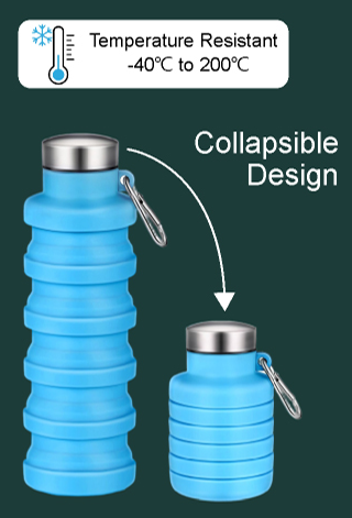 Lieber's Luggage Silicone Collapsible Travel Water Bottle (500ml)
