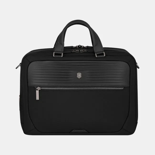 Victorinox Mythic Deluxe Briefcase w/ Trolley Sleeve (Free Personalization) Black