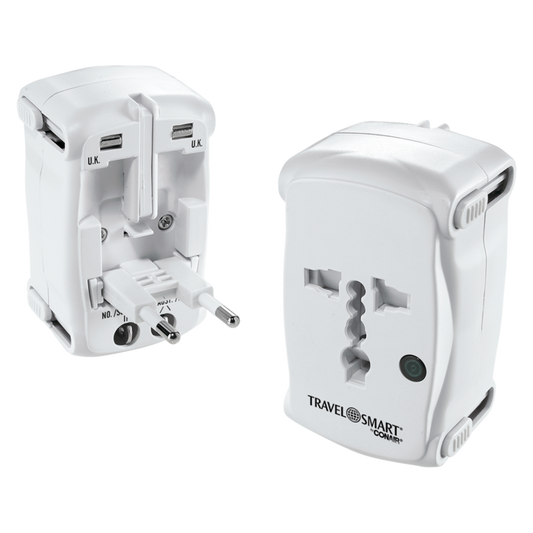 TravelSmart® by Conair All-in-One Adapter Plug with Surge Protection White