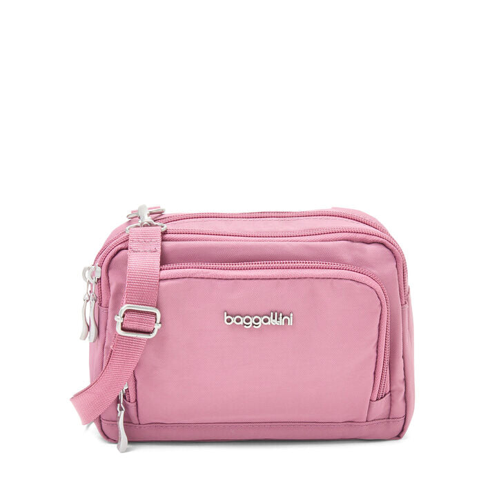 Baggallini Trifecta Wallet RFID Crossbody Dusty Mauve