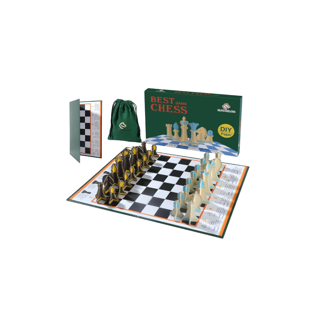 Travel DIY Game- Paper Chess Board Set DIY Paper Chess