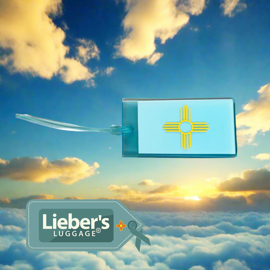 Lieber's Luggage® Lab - Zia Luggage Tag Azure Sky Blue with Yellow Zia 🏞️🔆