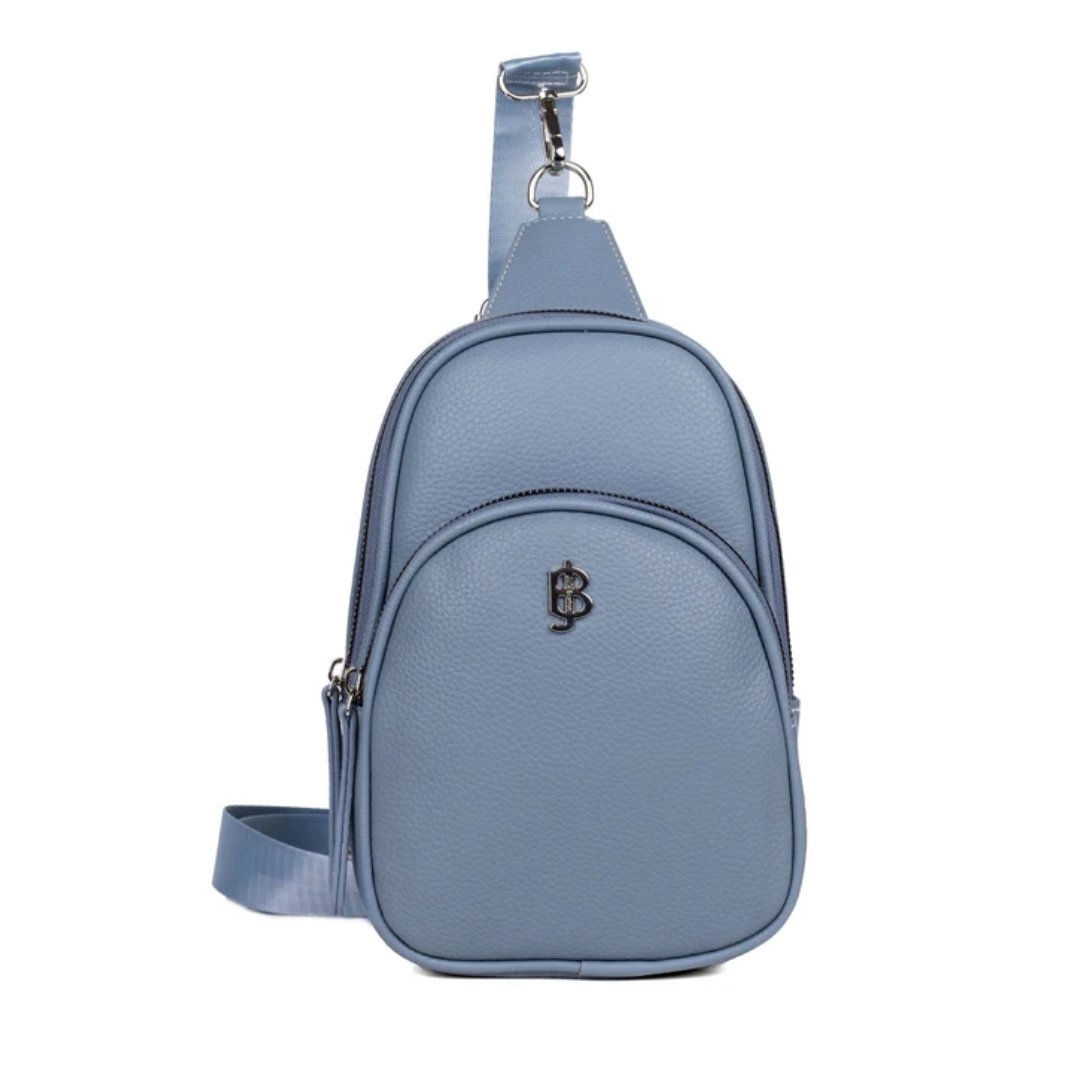 Julia Buxton Vegan Leather Chloe Crossbody Sling Bag Blue
