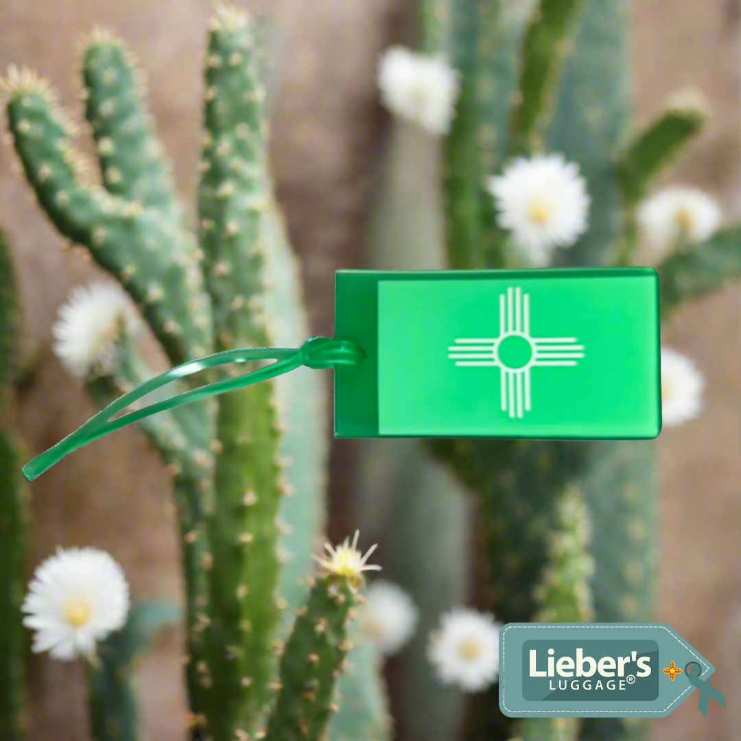 Lieber's Luggage® Lab - Zia Luggage Tag Cactus Bloom- Green with White Zia 🌵🌼