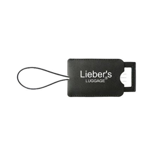 Lieber's Luggage® Lab PU Leather Luggage Tag - Travel Accessories for Legacy Collection Black