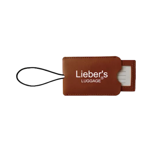 Lieber's Luggage® Lab PU Leather Luggage Tag - Travel Accessories for Legacy Collection Brown