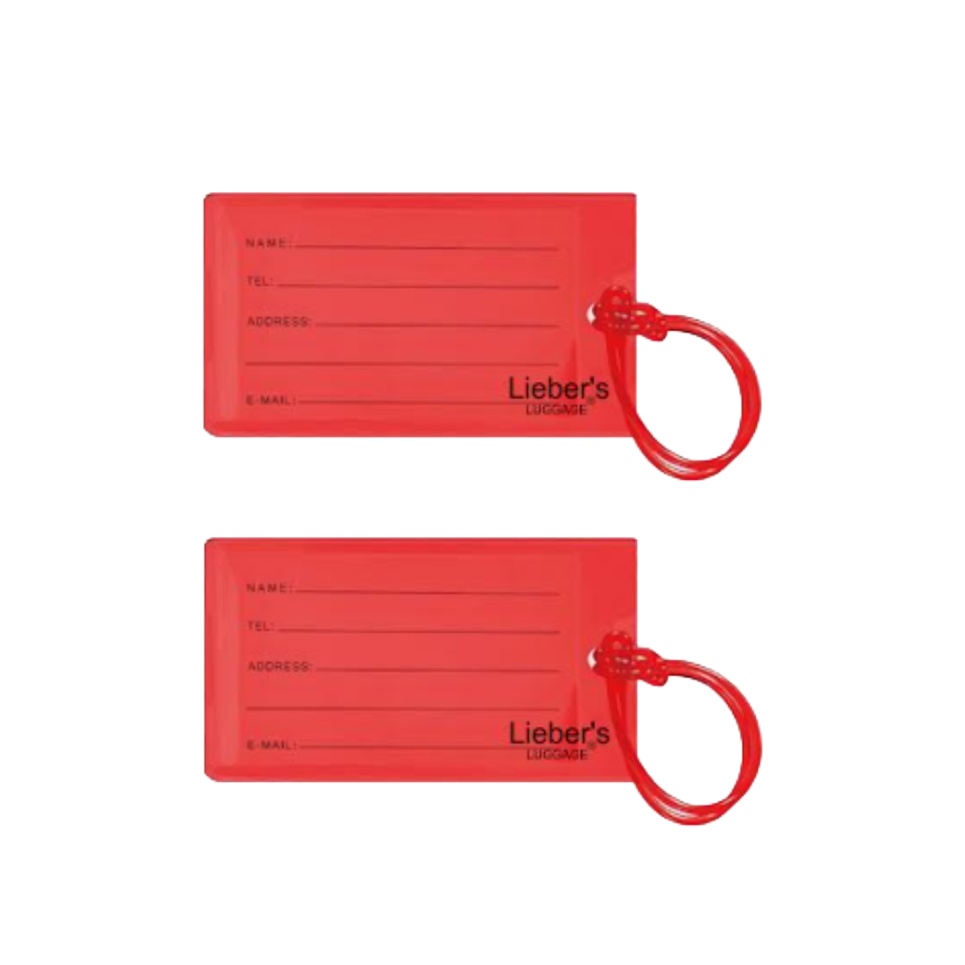 Lieber's Luggage® Lab PVC Luggage Tags - 2 Piece Set Red