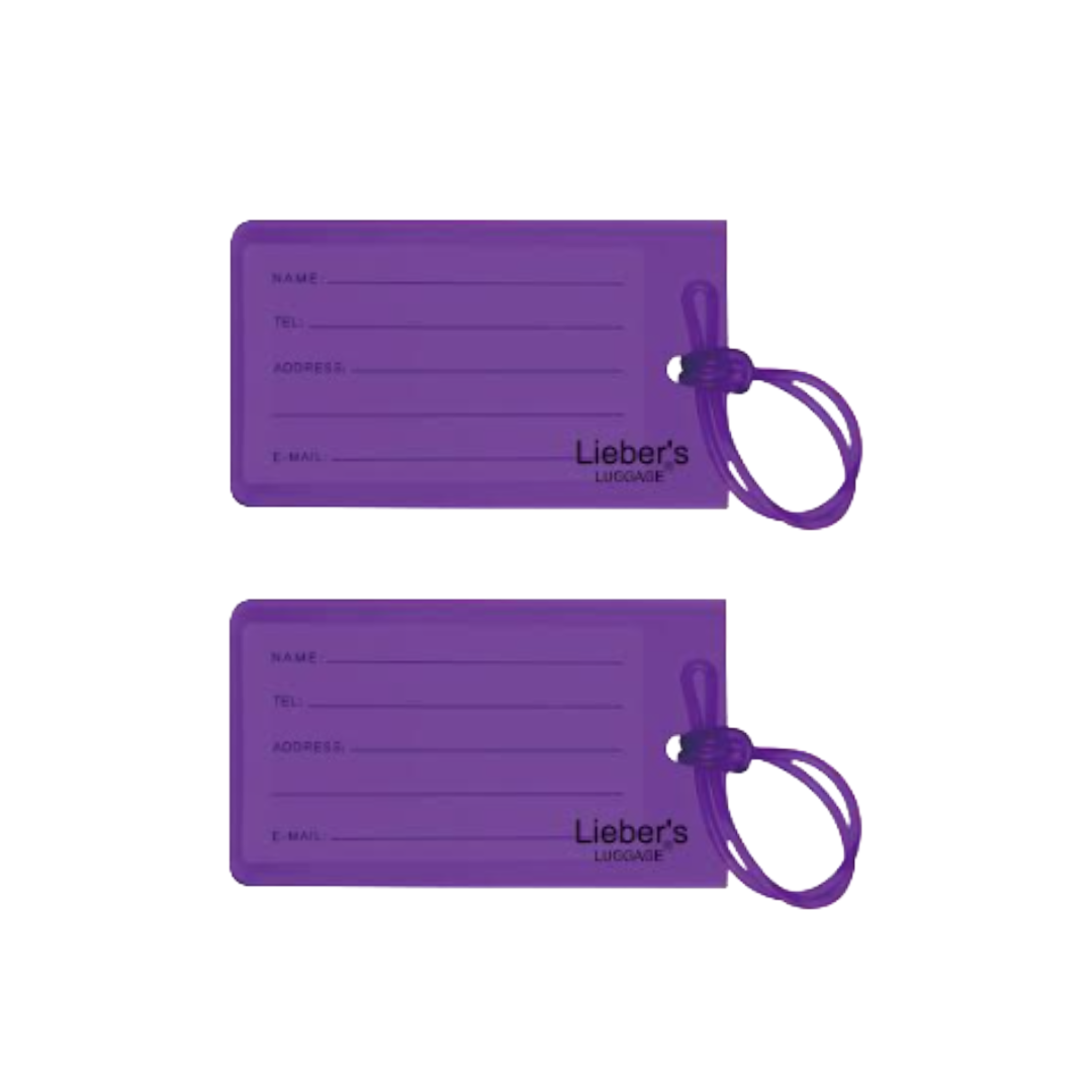 Lieber's Luggage® Lab PVC Luggage Tags - 2 Piece Set Purple