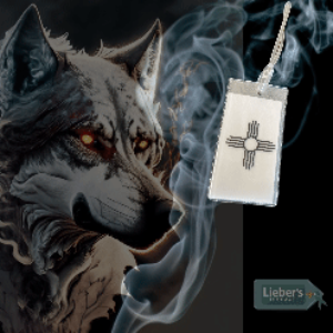 Lieber's Luggage® Lab - Zia Luggage Tag Wolf Smoke Grey with Black Zia 🐺