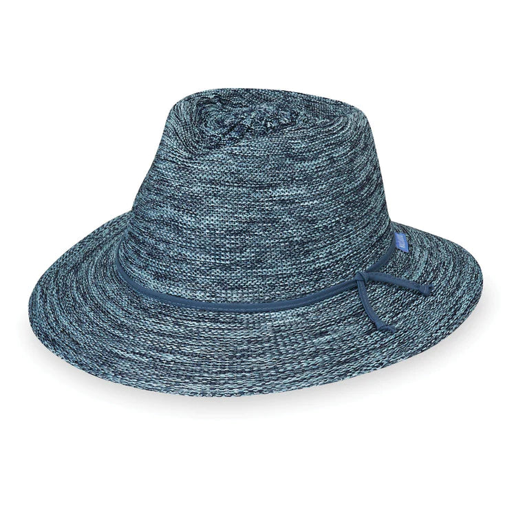 Wallaroo Packable Hat - Victoria Fedora UPF 50+ Mixed Denim Medium