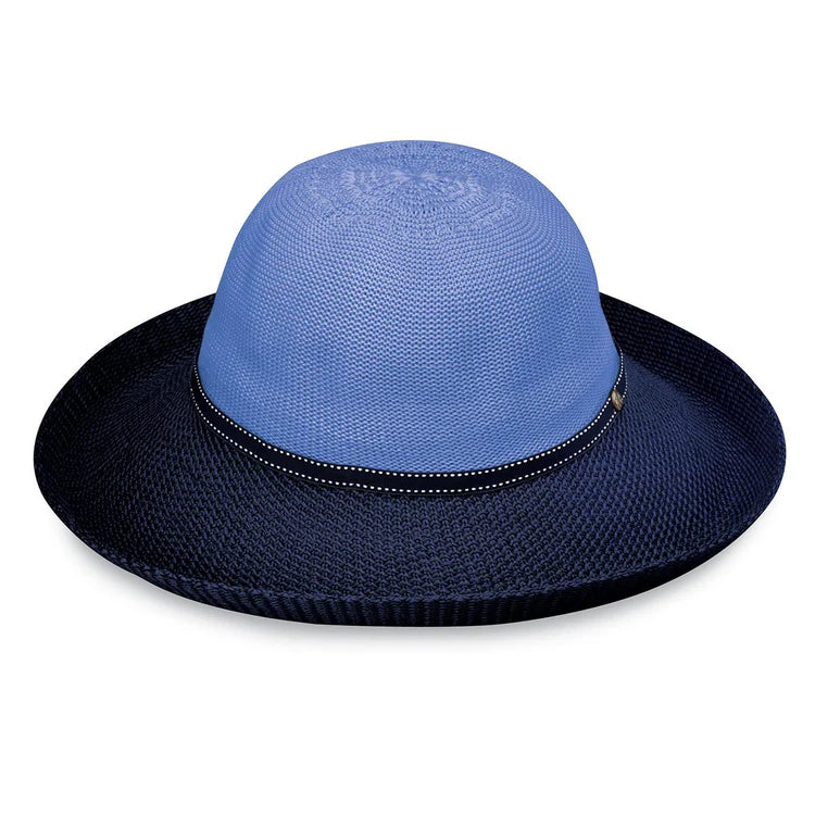 Wallaroo Packable Hat -Two-Toned Victoria UPF 50+ Hydrangea Navy Medium