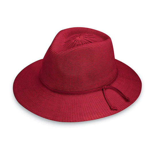 Wallaroo Packable Hat - Victoria Fedora UPF 50+ Cranberry Medium