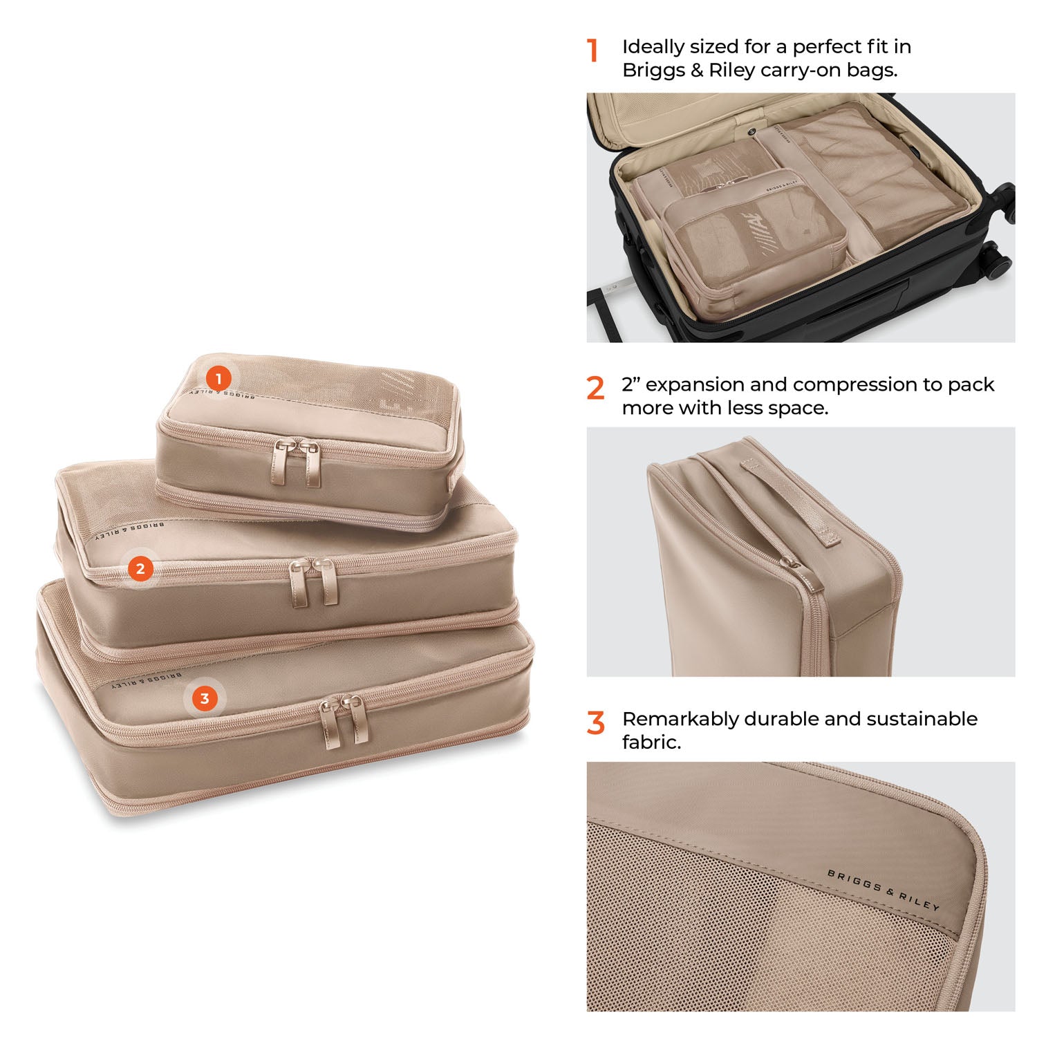 Briggs & Riley Expandable Packing Cube Set for Carry-Ons- X111