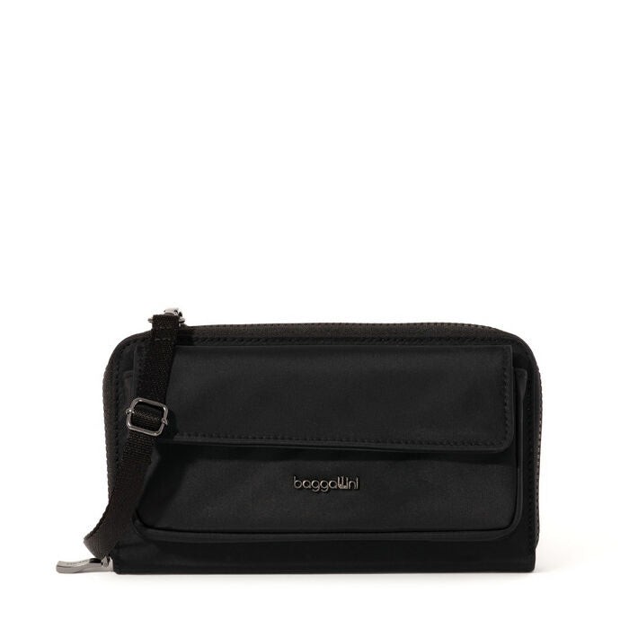 Baggallini Phone RFID Wallet Wristlet/Crossbody Black Twill