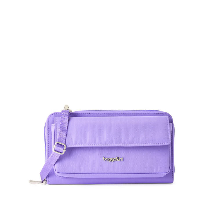 Baggallini Phone RFID Wallet Wristlet/Crossbody Lavender Surf